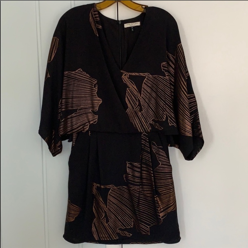 Kimono sleeve faux wrap dress